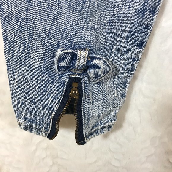 Vintage 80's  Acid Wash High Waist Mom Jeans Bows - Picture 7 of 10